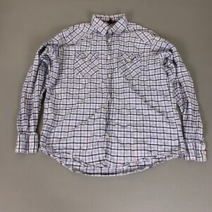 ESPRIT Button Up Shirt Men's Size Large Blue White Plaid Long Sleeve 5148